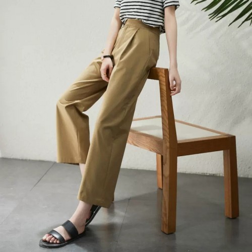 Solid Wide Leg Cropped Pants